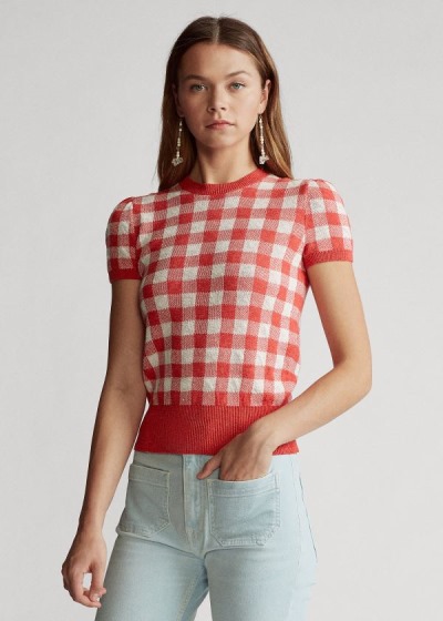 Women's Polo Ralph Lauren Gingham Short-Sleeve Sweater | 512739UOW